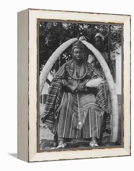 Yoruba Tribal Ruler in West Nigeria on Throne Surrounded by Elephant Tusks-null-Framed Premier Image Canvas