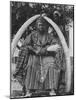 Yoruba Tribal Ruler in West Nigeria on Throne Surrounded by Elephant Tusks-null-Mounted Photographic Print