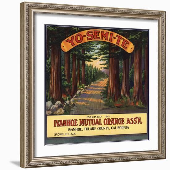 Yosemite Brand - Ivanhoe, California - Citrus Crate Label-Lantern Press-Framed Art Print