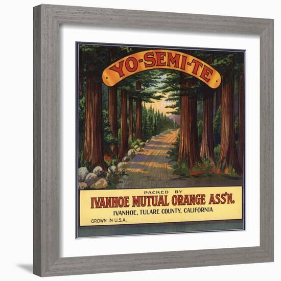 Yosemite Brand - Ivanhoe, California - Citrus Crate Label-Lantern Press-Framed Art Print