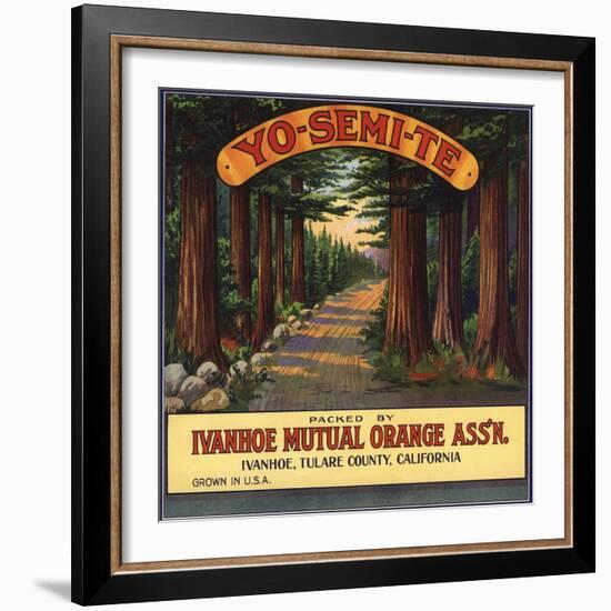 Yosemite Brand - Ivanhoe, California - Citrus Crate Label-Lantern Press-Framed Art Print