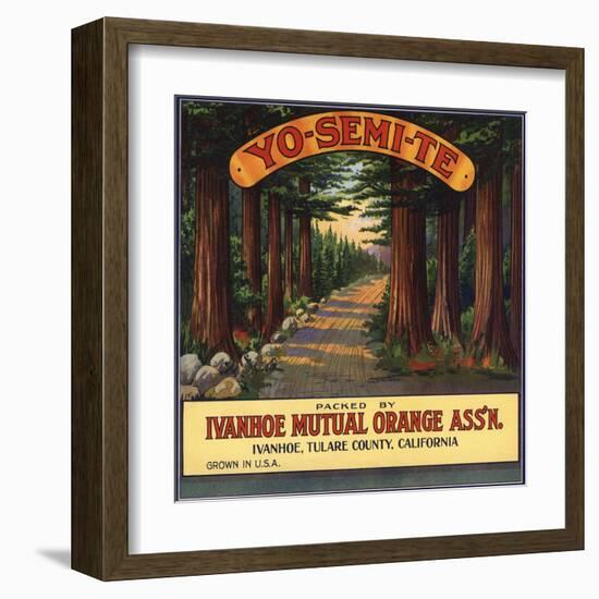 Yosemite Brand - Ivanhoe, California - Citrus Crate Label-Lantern Press-Framed Art Print