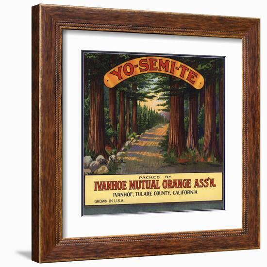 Yosemite Brand - Ivanhoe, California - Citrus Crate Label-Lantern Press-Framed Art Print