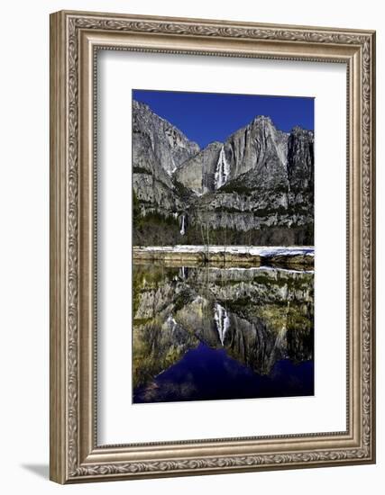 Yosemite Falls and Reflection in Merced River-Doug Meek-Framed Photographic Print