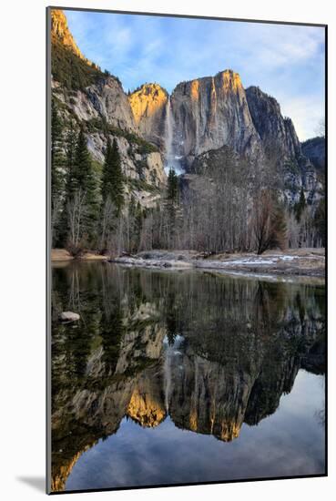 Yosemite Falls In Reflection, Late Winter, Yosemite National Park-Vincent James-Mounted Photographic Print