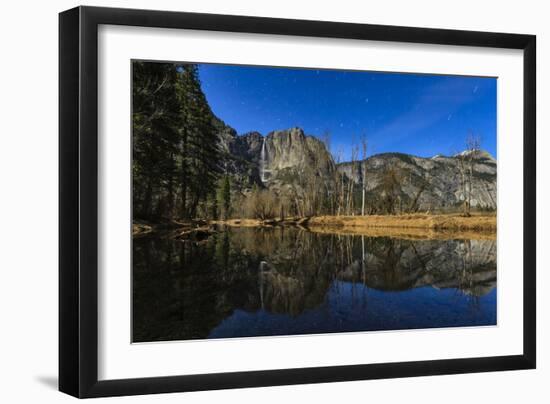 Yosemite Falls Reflected In The Merced River By Moonlight-Joe Azure-Framed Photographic Print