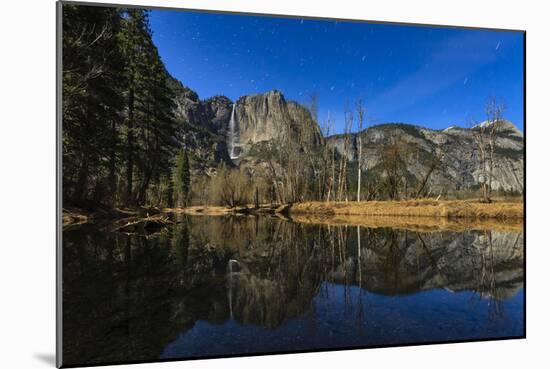 Yosemite Falls Reflected In The Merced River By Moonlight-Joe Azure-Mounted Photographic Print