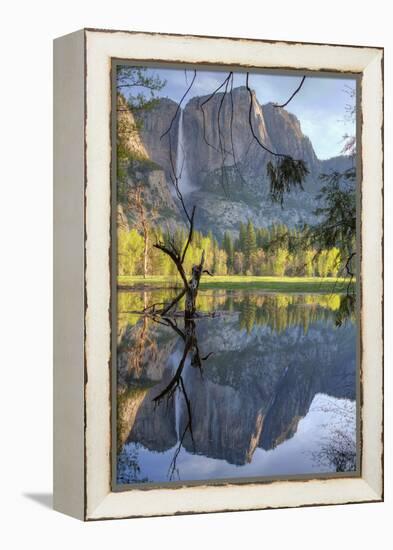 Yosemite Falls Reflection at Swinging Bridge-Vincent James-Framed Premier Image Canvas