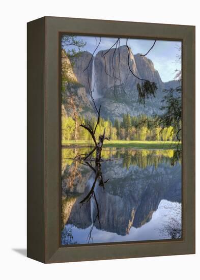 Yosemite Falls Reflection at Swinging Bridge-Vincent James-Framed Premier Image Canvas