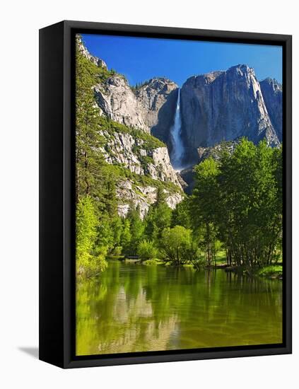 Yosemite Falls With The Merced River-George Oze-Framed Premier Image Canvas