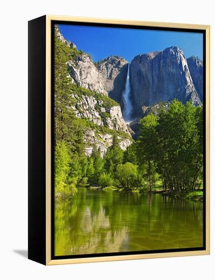 Yosemite Falls With The Merced River-George Oze-Framed Premier Image Canvas