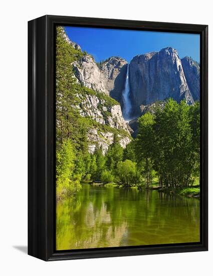 Yosemite Falls with the Merced River-George Oze-Framed Premier Image Canvas