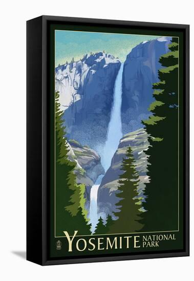 Yosemite Falls - Yosemite National Park, California Lithography-Lantern Press-Framed Stretched Canvas