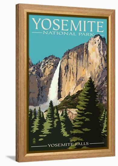 Yosemite Falls - Yosemite National Park, California-Lantern Press-Framed Stretched Canvas