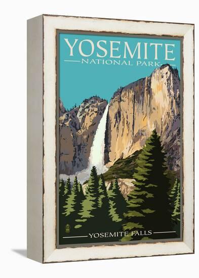 Yosemite Falls - Yosemite National Park, California-Lantern Press-Framed Stretched Canvas