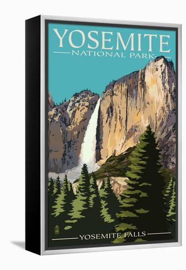 Yosemite Falls - Yosemite National Park, California-Lantern Press-Framed Stretched Canvas