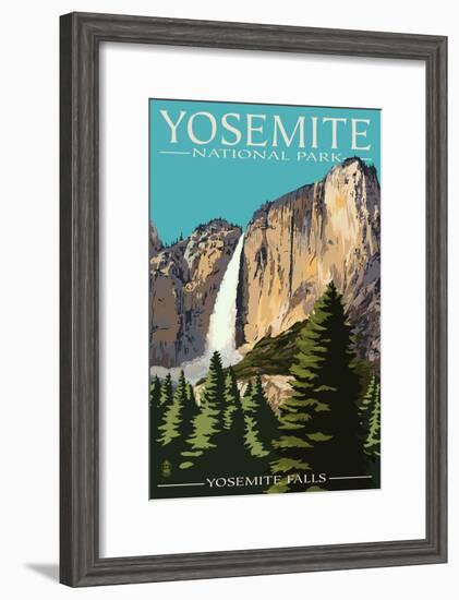 Yosemite Falls - Yosemite National Park, California-Lantern Press-Framed Art Print