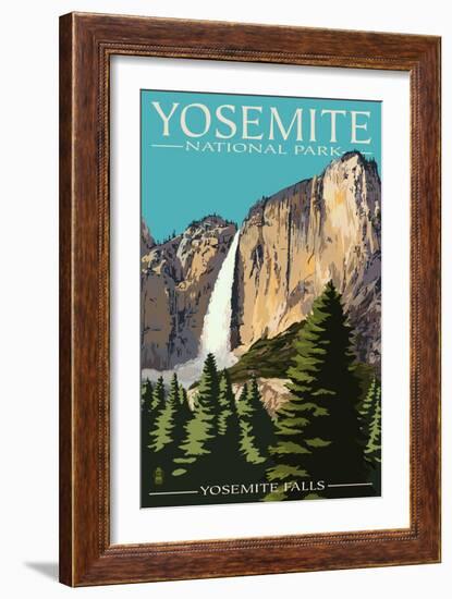 Yosemite Falls - Yosemite National Park, California-Lantern Press-Framed Art Print