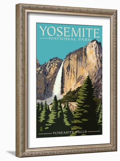 Yosemite Falls - Yosemite National Park, California-Lantern Press-Framed Premium Giclee Print