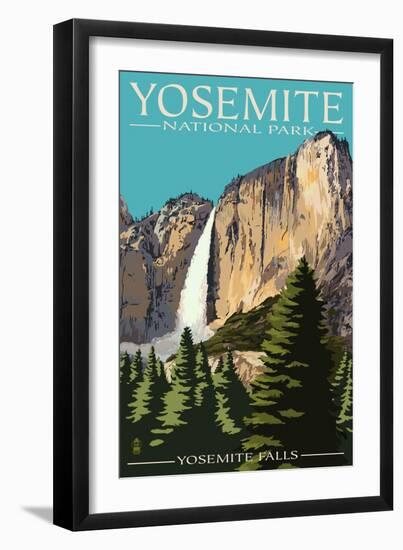 Yosemite Falls - Yosemite National Park, California-Lantern Press-Framed Premium Giclee Print