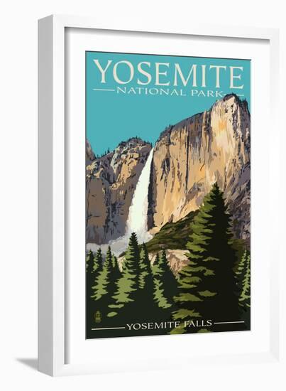 Yosemite Falls - Yosemite National Park, California-Lantern Press-Framed Premium Giclee Print