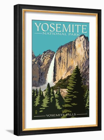 Yosemite Falls - Yosemite National Park, California-Lantern Press-Framed Premium Giclee Print