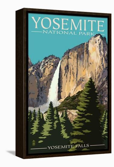 Yosemite Falls - Yosemite National Park, California-Lantern Press-Framed Stretched Canvas