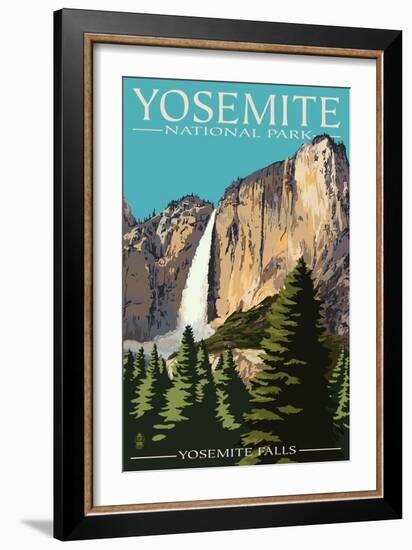 Yosemite Falls - Yosemite National Park, California-Lantern Press-Framed Art Print