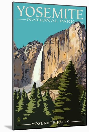 Yosemite Falls - Yosemite National Park, California-Lantern Press-Mounted Art Print