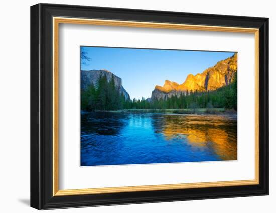 Yosemite Merced River El Capitan and Half Dome in California National Parks US-holbox-Framed Photographic Print