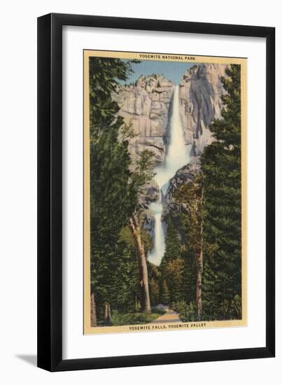 Yosemite National Park, CA - View of Yosemite Falls & Valley-Lantern Press-Framed Art Print