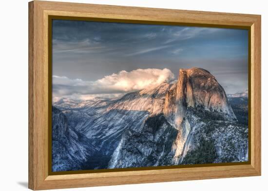 Yosemite National Park, California: Clouds Roll in on Half Dome as Sunset Falls on the Valley-Brad Beck-Framed Premier Image Canvas