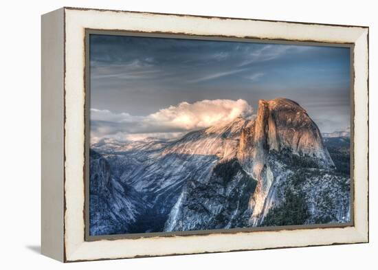 Yosemite National Park, California: Clouds Roll in on Half Dome as Sunset Falls on the Valley-Brad Beck-Framed Premier Image Canvas