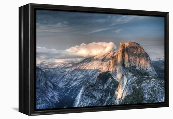 Yosemite National Park, California: Clouds Roll in on Half Dome as Sunset Falls on the Valley-Brad Beck-Framed Premier Image Canvas