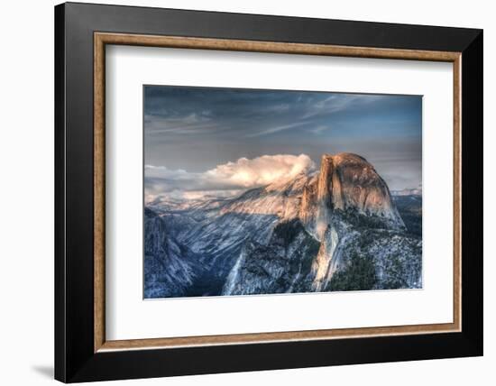 Yosemite National Park, California: Clouds Roll in on Half Dome as Sunset Falls on the Valley-Brad Beck-Framed Photographic Print