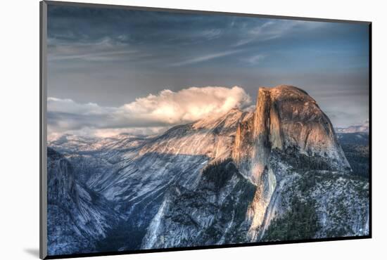 Yosemite National Park, California: Clouds Roll in on Half Dome as Sunset Falls on the Valley-Brad Beck-Mounted Photographic Print