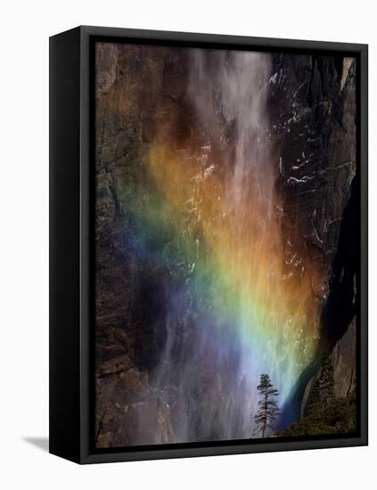Yosemite National Park, California: Detail of a Rainbow Emerging from the Mist of Yosemite Falls-Ian Shive-Framed Premier Image Canvas