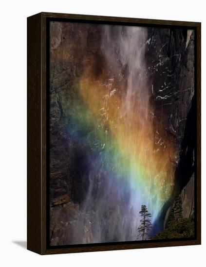 Yosemite National Park, California: Detail of a Rainbow Emerging from the Mist of Yosemite Falls-Ian Shive-Framed Premier Image Canvas