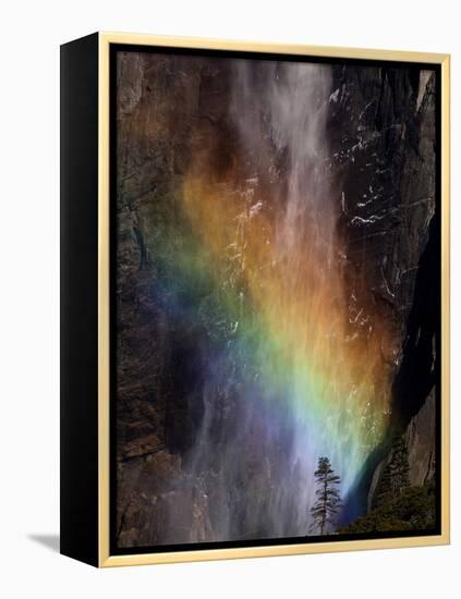 Yosemite National Park, California: Detail of a Rainbow Emerging from the Mist of Yosemite Falls-Ian Shive-Framed Premier Image Canvas