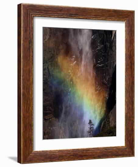 Yosemite National Park, California: Detail of a Rainbow Emerging from the Mist of Yosemite Falls-Ian Shive-Framed Photographic Print