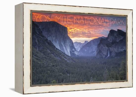 Yosemite National Park, California - Valley at Sunset-Lantern Press-Framed Stretched Canvas