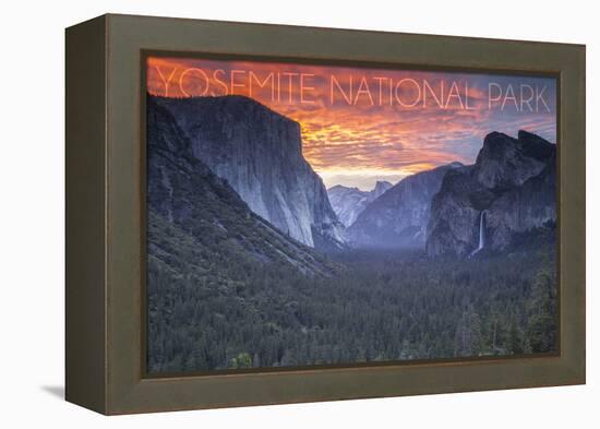 Yosemite National Park, California - Valley at Sunset-Lantern Press-Framed Stretched Canvas