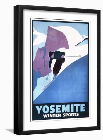 Yosemite National Park, California - Winter Sports Skiing Promotional Poster-Lantern Press-Framed Art Print