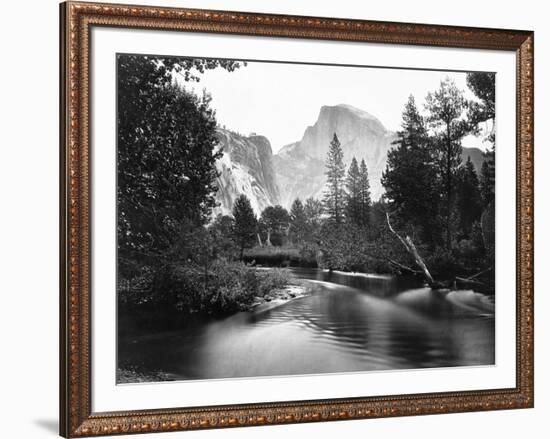 Yosemite National Park, Valley Floor and Half Dome Photograph - Yosemite, CA-Lantern Press-Framed Art Print