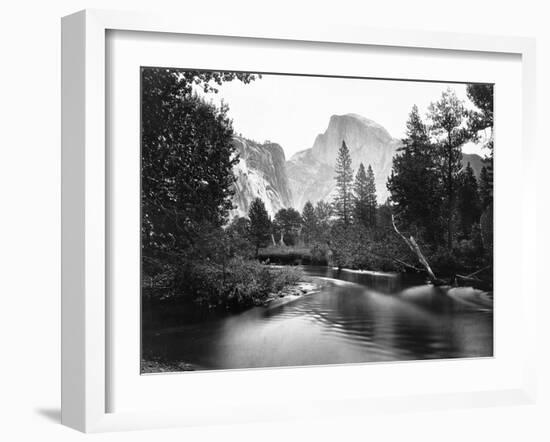 Yosemite National Park, Valley Floor and Half Dome Photograph - Yosemite, CA-Lantern Press-Framed Art Print