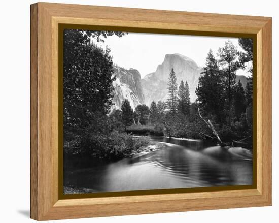 Yosemite National Park, Valley Floor and Half Dome Photograph - Yosemite, CA-Lantern Press-Framed Stretched Canvas