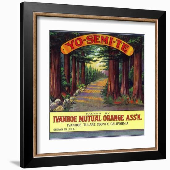 Yosemite Orange Label - Ivanhoe, CA-Lantern Press-Framed Art Print