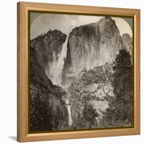 Yosemite Point and Wind-Blown Yosemite Falls, Yosemite Valley, California, USA, 1902-Underwood & Underwood-Framed Premier Image Canvas