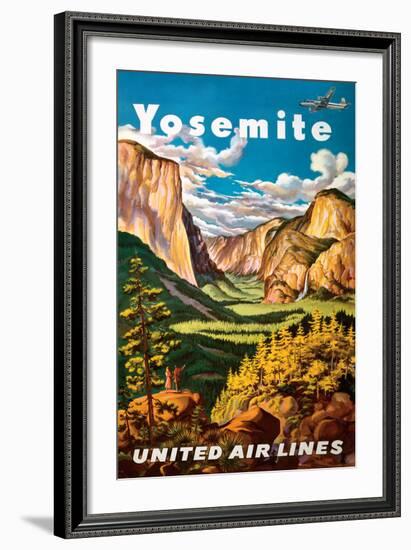 Yosemite - United Air Lines - Yosemite Falls and Yosemite National Park-Joseph Fehér-Framed Giclee Print