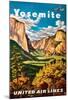 Yosemite - United Air Lines - Yosemite Falls and Yosemite National Park-Joseph Fehér-Mounted Giclee Print